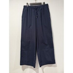 Athleta Avenue Elastic Waist Pants Medium Tall Navy Stretch Crop Wide Leg Travel